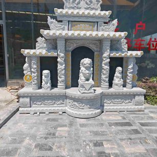 海南芝麻白中国黑石材套墓 花岗岩墓碑